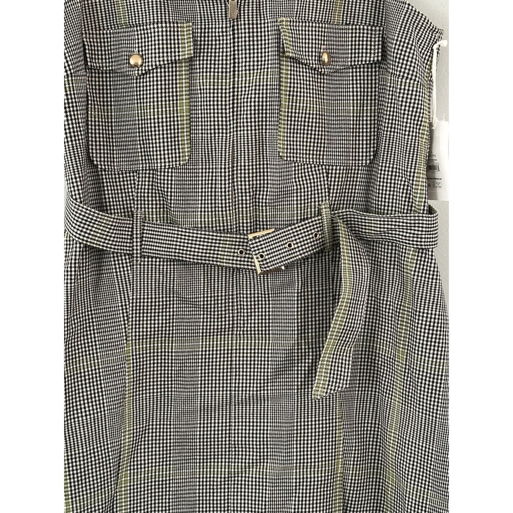 Free Assembly Houndstooth Belted Utility Mini Dress Academia Preppy School Girl - Picture 4 of 11